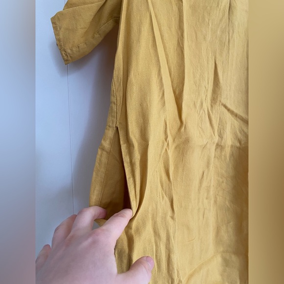 Linen Mustard Tunic - Asymmetric - Picture 8 of 11